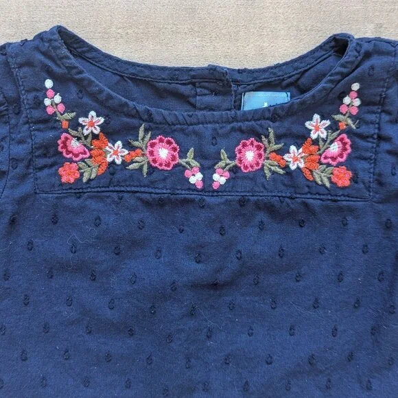 babyGAP Floral Embroidered Navy Blouse - Size 18-24M - Picture 3 of 9